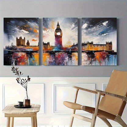 3pcs Big Ben London Cityscape Abstract British Metal Print Ready to Hang Art - Bella Home Decor