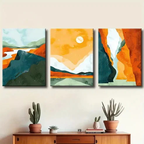 3pcs Abstract Scandinavian And Bohemian Nature Art Canvas Framed 60x90cm - High Quality Print 100% Australian Made Wall Canvas Ready to Hang