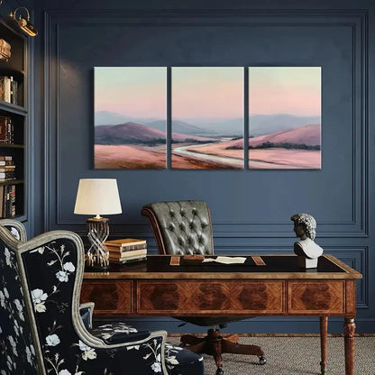 3pcs Desert Landscape Mountain View Pastel Colors Metal Print Ready to Hang Art - Bella Home Decor