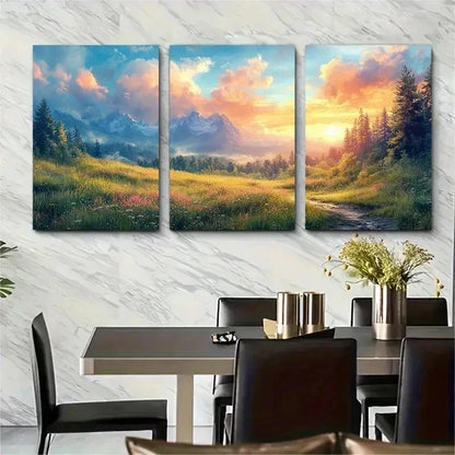 3pcs Nature Beauty Flowers Sun Perfect Wall Art Set Canvas Framed 50x70cm - High Quality Print 100% Australian Made Wall Canvas Ready to Hang