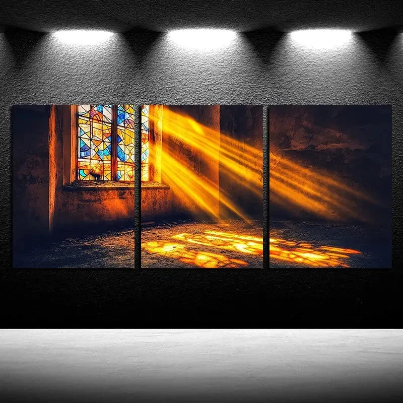 3pcs Abandoned House Sunlit Design Metal Print Ready to Hang Art - Bella Home Decor