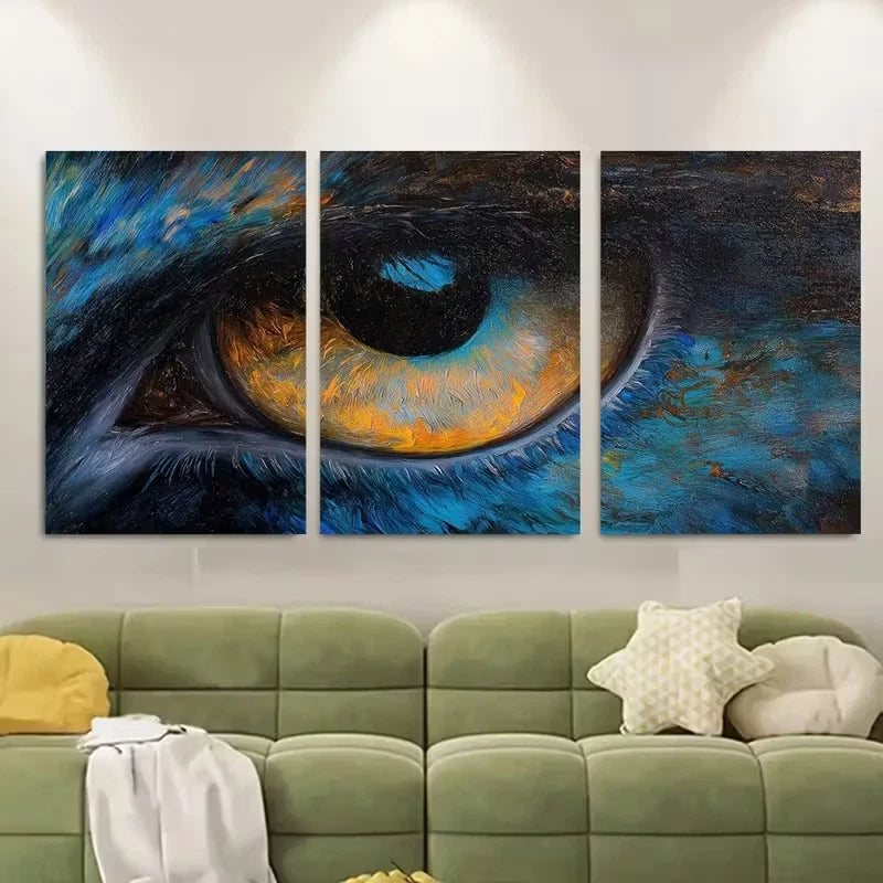 3pcs Peacock's Eye Macro Metal Print Ready to Hang Art