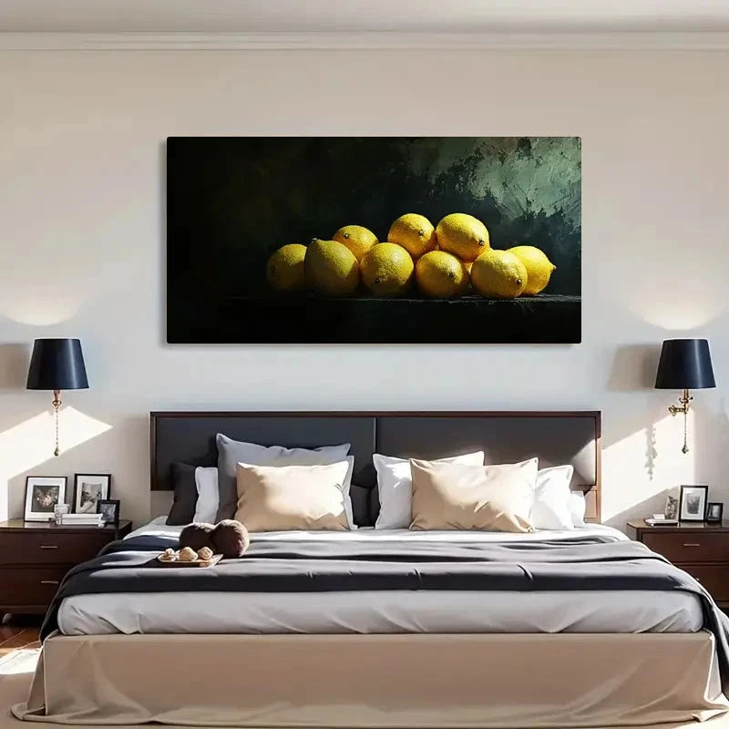 Lemon Modern Dark BG Décor Wall Art Canvas Office Home Room Framed 120x60cm - Bella Home Decor