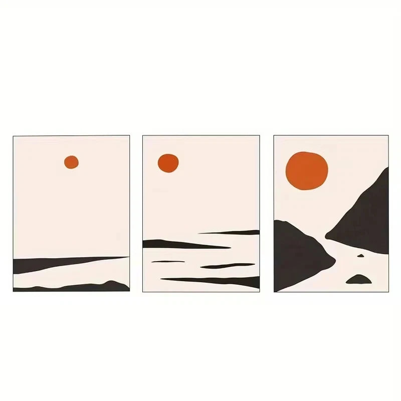 3pcs Bohemian Sunset Over Water and Land Wall Art Set Canvas Framed 40x60cm - High Quality Print 100% Australian Made Wall Canvas Ready to Hang - Bella Home Decor