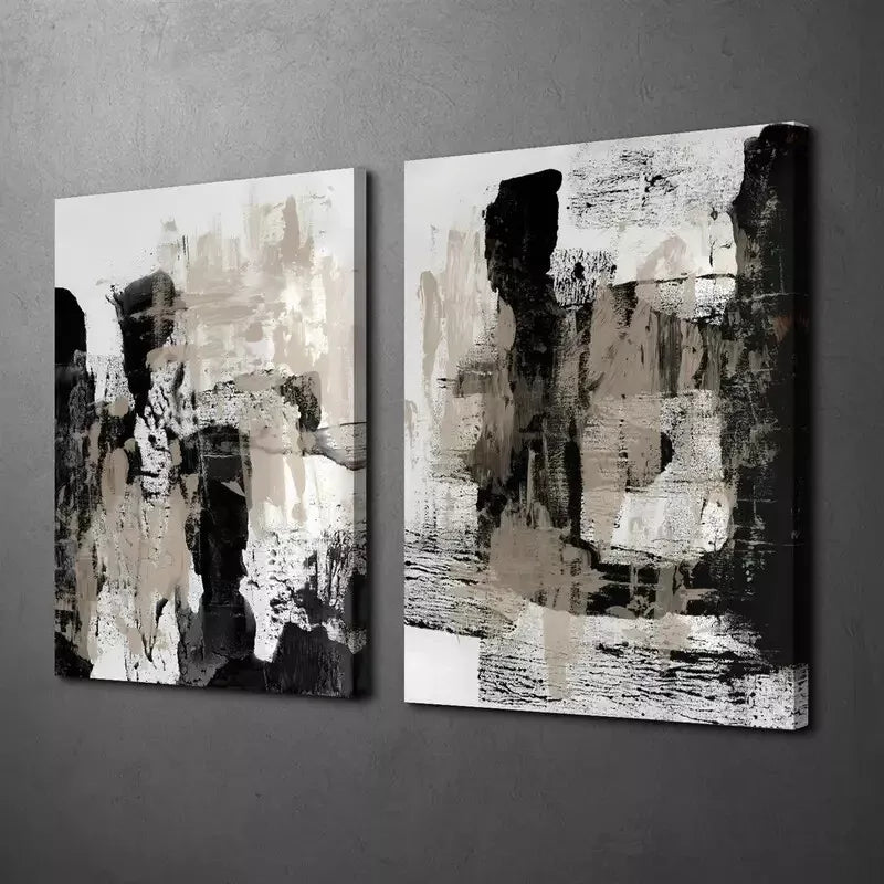 2pcs Decorative Painting, Geometric Fluid Watercolor Style Canvas Framed 50x75cm - High Quality Print 100% Australian Made Wall Canvas Ready to Hang - Bella Home Decor