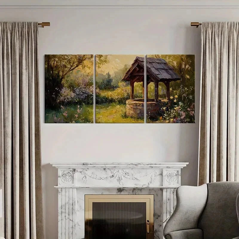 3pcs Floral Garden Warm Sunset Vintage Style Metal Print Ready to Hang Art - Bella Home Decor