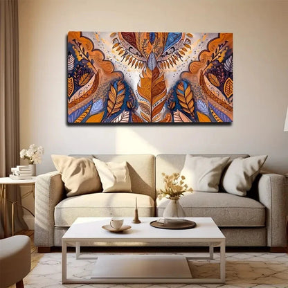 Orange & Yellow Geometric Wall Art Canvas Office Home Room Framed 120x60cm