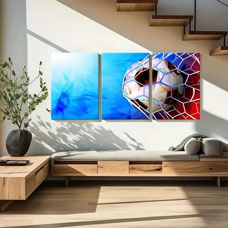 3pcs Sports Themed Football Goal Moment Wall Art Set Canvas Framed 50x70cm - High Quality Print 100% Australian Made Wall Canvas Ready to Hang