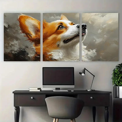 3pcs Corgi Painting Dog Portrait Design Wall Art Set Canvas Framed 50x70cm - High Quality Print 100% Australian Made Wall Canvas Ready to Hang - Bella Home Decor