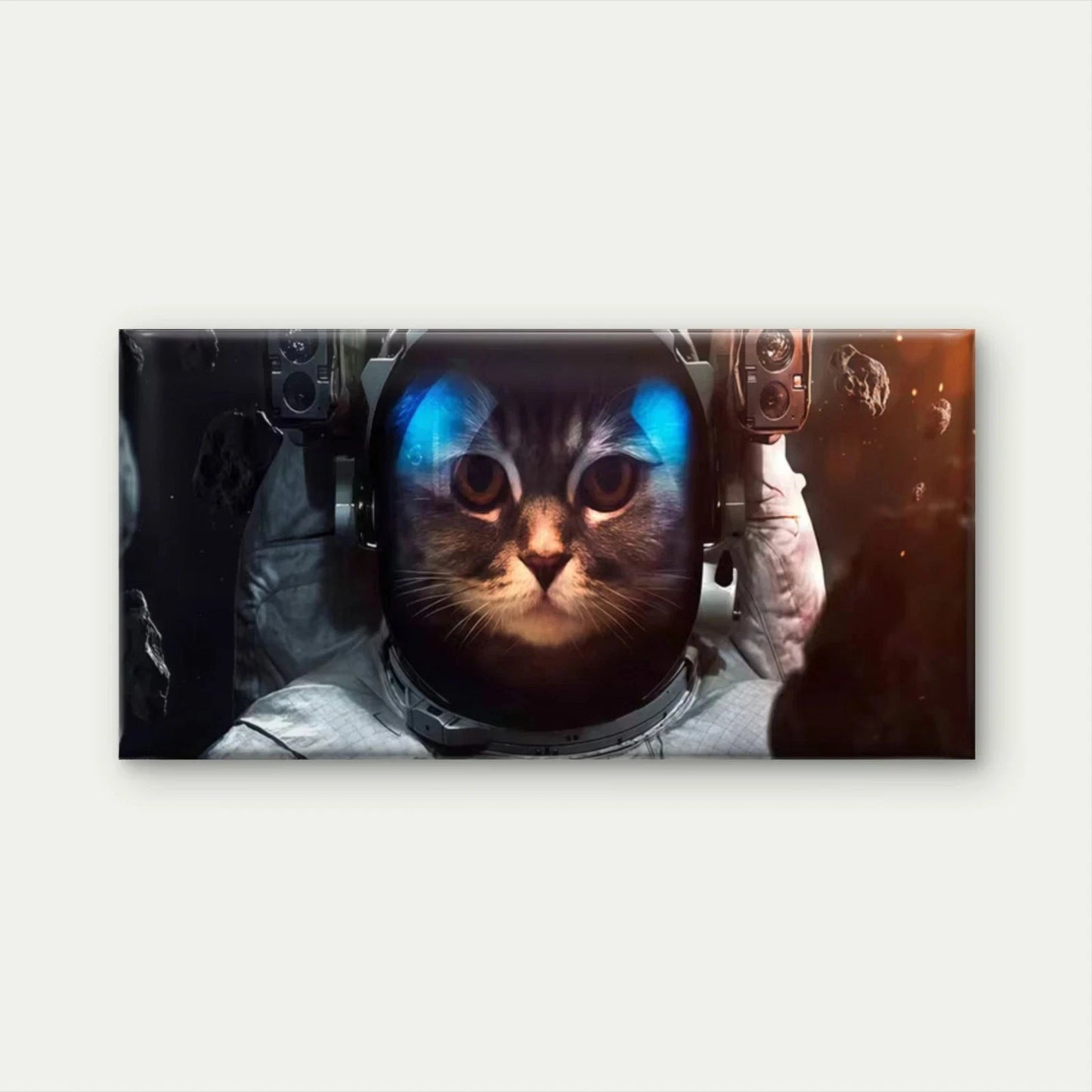 Astronaut Cat in Space Wall Art Canvas Office Home Room Framed 120x60cm