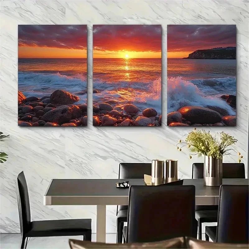 3pcs Little Fistral Beach Newquay Perfect Wall Art Set Canvas Framed 50x70cm - High Quality Print 100% Australian Made Wall Canvas Ready to Hang
