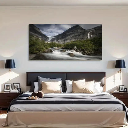 Glacier Trees & Cloud Decor Wall Art Canvas Office Home Room Framed 120x60cm