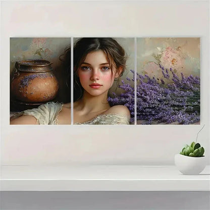 3pcs The Lavender Girl Fine Giclée Wall Art Set Canvas Unframed - High Quality Print 100% Australian Made Wall Canvas