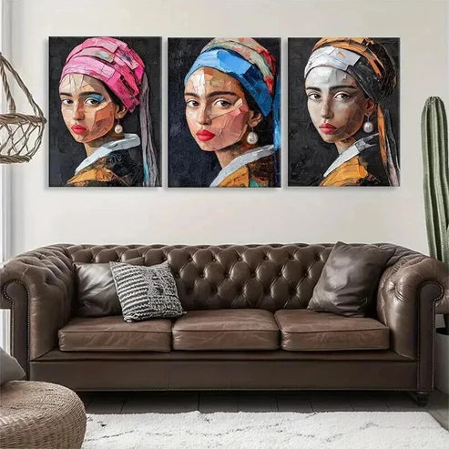3pcs Contemporary Art Portrait of a Girl Perfect Wall Art Canvas Unframed - High Quality Print 100% Australian Made Wall Canvas - Bella Home Decor