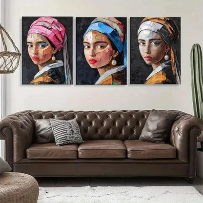 3pcs Contemporary Art Portrait of a Girl Perfect Wall Art Canvas Unframed - High Quality Print 100% Australian Made Wall Canvas - Bella Home Decor