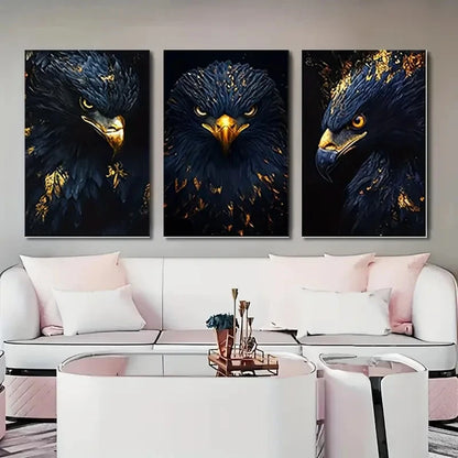 3pcs Eagle Modern Black & Golden  Wall Art Canvas  Framed 60x90cm - High Quality Print 100% Australian Made Wall Canvas Ready to Hang - Bella Home Decor