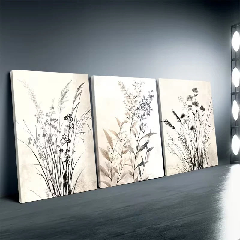 3pcs Featuring a Botanical and Floral Wall Art Set Canvas Framed 40x60cm - High Quality Print 100% Australian Made Wall Canvas Ready to Hang