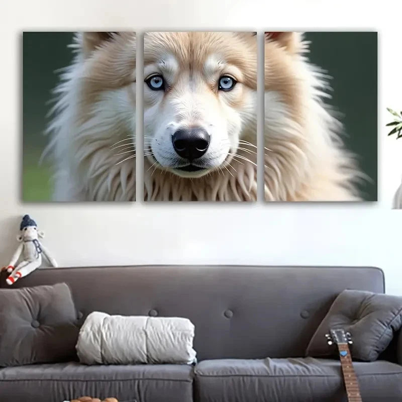 3pcs Golden Retriever Portrait With Blue Eyes Wall Art Set Canvas Framed 60x90cm - High Quality Print 100% Australian Made Wall Canvas Ready to Hang - Bella Home Decor
