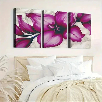 3pcs Elegant Purple Orchid with White Accents Unframed - High Quality Print 100% Australian Made Wall Canvas