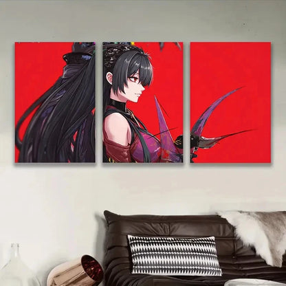 3pcs Woman With Long Black Hair Wall Art Set Canvas Framed 40x60cm - High Quality Print 100% Australian Made Wall Canvas Ready to Hang