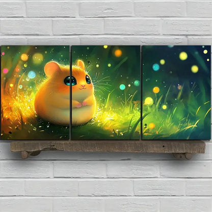 3pcs Beautiful Hamster Green Themed Metal Print Ready to Hang Art - Bella Home Decor