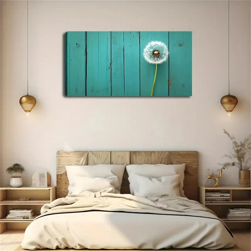 Dandelion In Front Green Board Wall Art Canvas Office Home Room Framed 120x60cm - Bella Home Decor