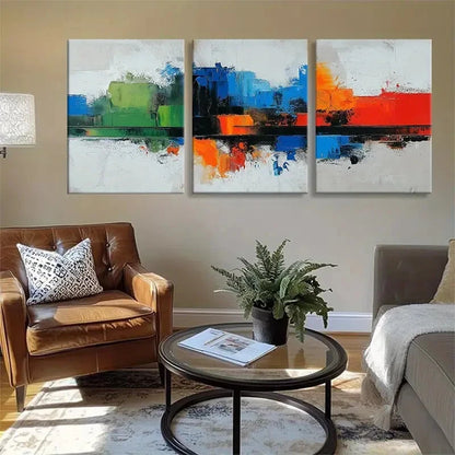3pcs Bold Abstract Color Blocks Geometric Shapes Metal Print Ready to Hang Art - Bella Home Decor