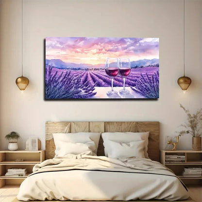 Sky Dyed Pink Purple Gradient Wall Art Canvas Office Home Room Framed 120x60cm