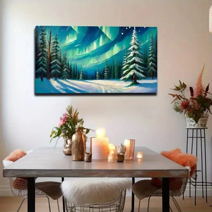 Northern Lights Over Iceland Wall Art Canvas Office Home Room Framed 120x60cm