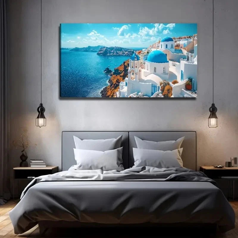 Aegean Sea Scenery Decor Wall Art Canvas Office Home Room Framed 120x60cm