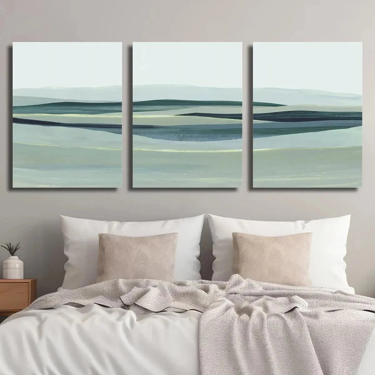 3pcs Abstract Colorful Rolling Hills Blue Metal Print Ready to Hang Art - Bella Home Decor