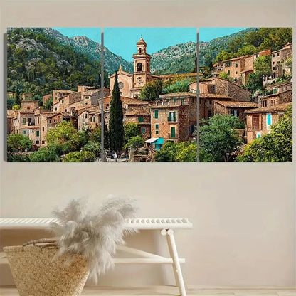 3pcs Valldemossa, Mallorca Spain Cityscape Wall Art Set Canvas Framed 40x60cm - High Quality Print 100% Australian Made Wall Canvas Ready to Hang