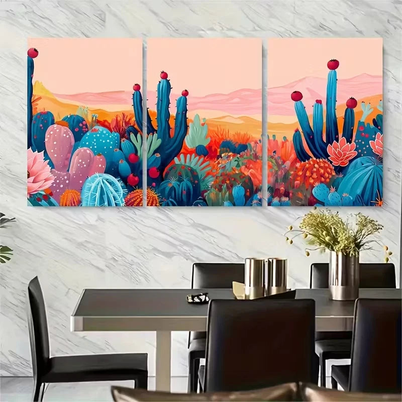 3pcs Colorful Neon Landscape Metal Print Ready to Hang Art - Bella Home Decor