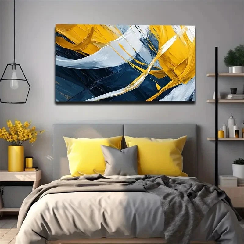 Boho-Chic Large Abstract Water Wall Art Canvas Office Home Room Framed 120x60cm