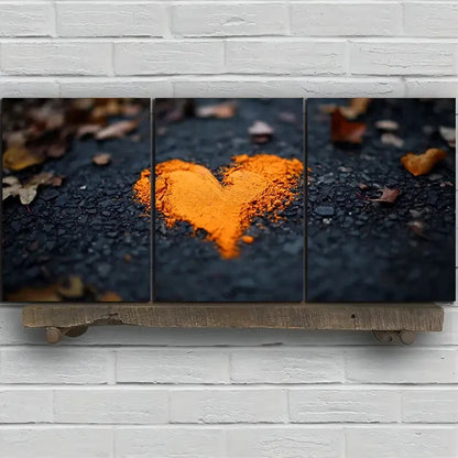 3pcs Love Made of Golden Leaves Metal Print Ready to Hang Art - Bella Home Decor