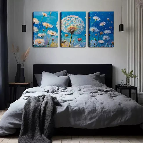 3pcs A Dandelion A World Wall Art Canvas Unframed - High Quality Print 100% Australian Made Wall Canvas - Bella Home Decor