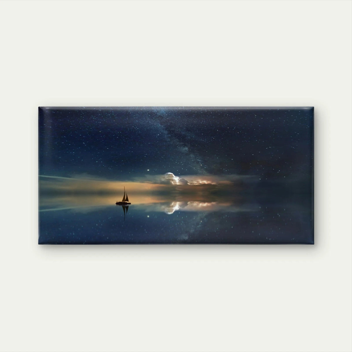 Night Sea Sailboat Starry Sky Wall Art Canvas Office Home Framed 120x60cm