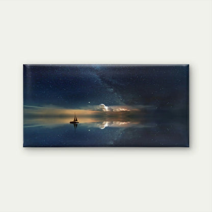 Night Sea Sailboat Starry Sky Wall Art Canvas Office Home Framed 120x60cm