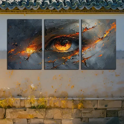 3pcs Dark Furious Eye Illustration Metal Print Ready to Hang Art - Bella Home Decor