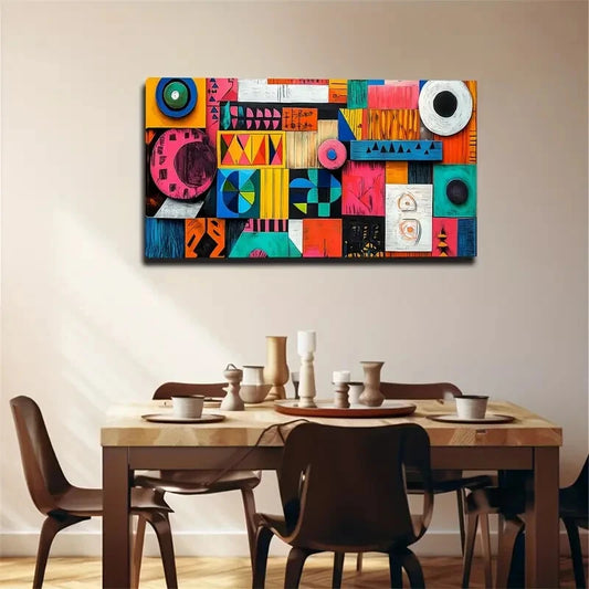Minimalist Abstract Geometric Wall Art Canvas Office Home Room Framed 120x60cm