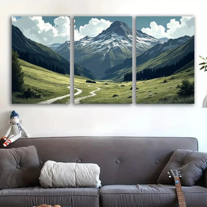 3pcs Scenic Mountain Road Wall Art Set Canvas Framed 60x90cm - High Quality Print 100% Australian Made Wall Canvas Ready to Hang