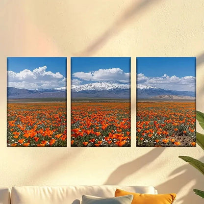 3pcs Charming blue sky and sea of flowers Wall Art Set Canvas Framed 50x70cm - High Quality Print 100% Australian Made Wall Canvas Ready to Hang - Bella Home Decor