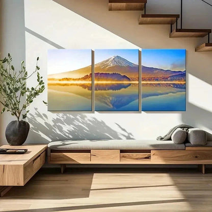 3pcs Natural Snow Mountain Lake Modern Wall Art Set Canvas Framed 60x90cm - High Quality Print 100% Australian Made Wall Canvas Ready to Hang
