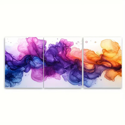 3pcs Featuring Abstract Alcohol Ink Metal Print Ready to Hang Art