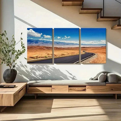 3pcs Highway Desert Road Modern Decor Wall Art Set Canvas Framed 60x90cm - High Quality Print 100% Australian Made Wall Canvas Ready to Hang