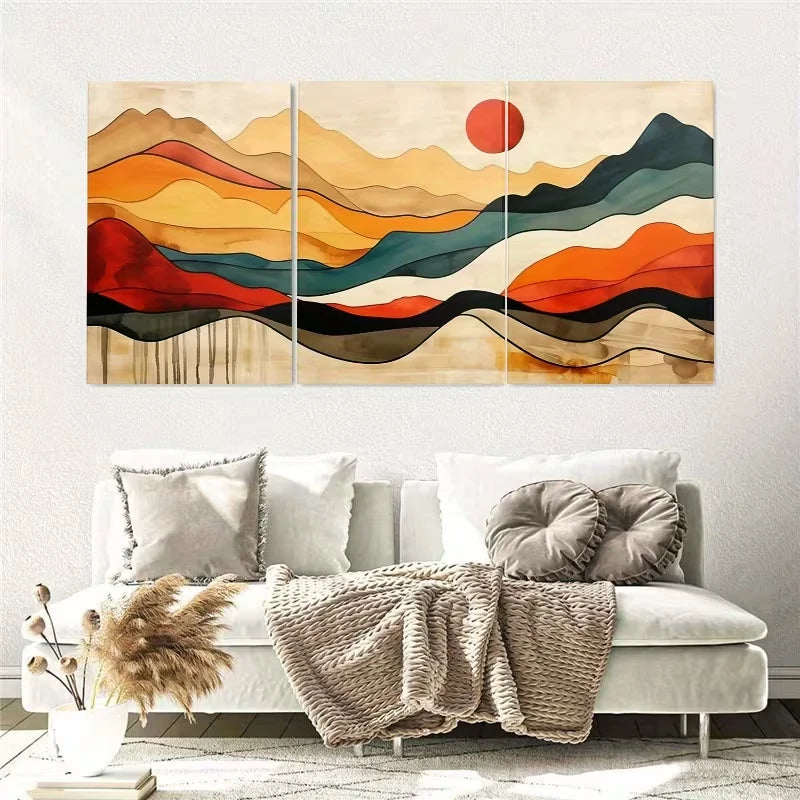 3pcs Abstract Mountain Landscape Decoration Wall Art Set Canvas Framed 50x70cm - High Quality Print 100% Australian Made Wall Canvas Ready to Hang - Bella Home Decor