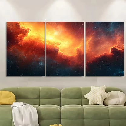 3pcs Vibrant Cosmic Abstract Galaxy Metal Print Ready to Hang Art - Bella Home Decor