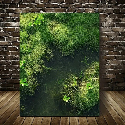 Green Aquatic Grassland Suitable Painting 40x60cm Metal Print Ready to Hang