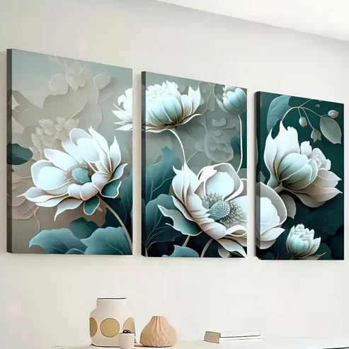 3pcs Featuring Abstract Floral Stunning Print Wall Art Canvas Unframed - High Quality Print 100% Australian Made Wall Canvas
