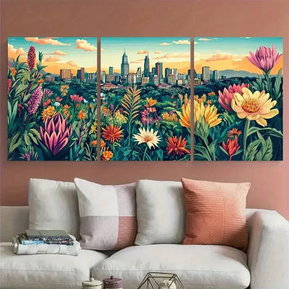 3pcs Nairobi Travel Botanical Illustration Wall Art Canvas Unframed - High Quality Print 100% Australian Made Wall Canvas